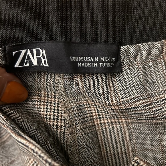 Zara Brown/Black Plaid Ankle Trouser Pants - Picture 4 of 5